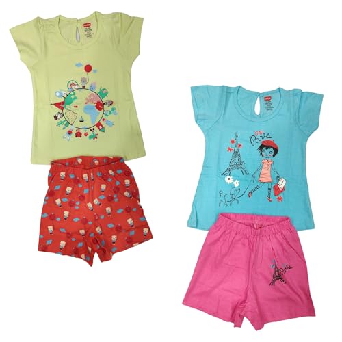 Image of LuvLap Baby Girls Regular Fit 100% Cotton Half Sleeves Girls Top CoSet Pack of 2