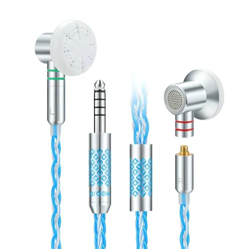 QIGOM �����\�L���t���b�g�w�b�h�z���C���z�� �R�[�h�t���C���z�� 3.5/4.4mm�W���b�N�C���z���p�R�[�h�t�� �g�ѓd�b�A�R���s���[�^�[�A�m�[�g�p�\�R���AMoondrop CD�v���[���[(�}�C�N�Ȃ�)(�u���[�A3.5mm�W���b�N)
