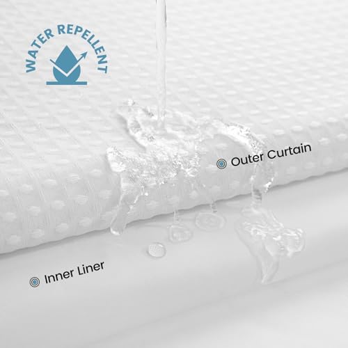 No Hook Shower Curtain with Snap in Fabric Liner- Hotel Style Waffle Weave Shower Curtains with See Through Top Window for Bathroom, Waterproof & Washable, White, 71" W x 74" L by Aovfy - Image 5