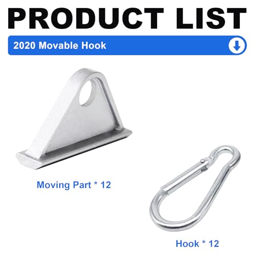 Image of 12 Pack 2020 Extrusion Sliding Hook for 20 Series T-Slot V-Slot Aluminum Extrusion Hardware Accessories Silver