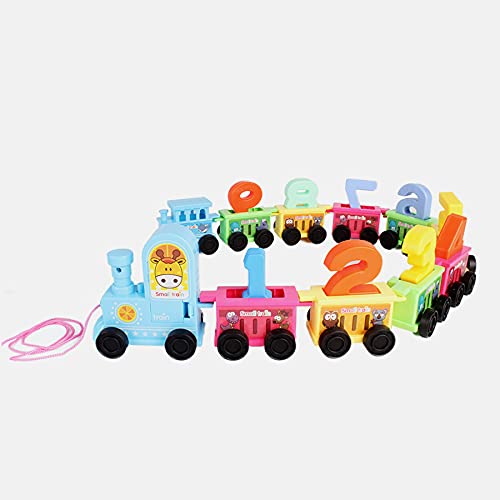 Tren numérico para niños a partir de 18 meses – Tren educativo con 9 carros y números del 1 al 9 – Enchufe con locomotora y remolque – Tren de juguete de plástico con pegatinas – Motricidad y