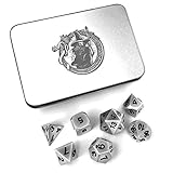 DragonSteel Solid Metal Polyhedral 7 Die D&D Dice Set with Case | For Tabletop d20 RPGs like DnD and Pathfinder Roleplaying Game, Board Games, Math