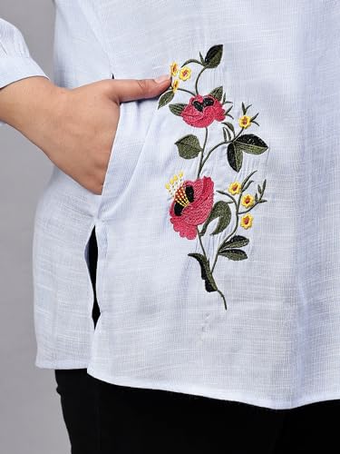 Image of Indietoga Women's Plus Size Cotton Embroidered Longline Tunic Tops (2XL to 7XL)