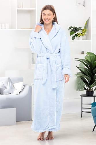 Image of Alexander Del Rossa Womens Fluffy, Fuzzy Robe for Women,Women's Long Hooded Robes, Plus Size