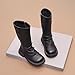 Girl's Classic Tall Riding Boots Mid Calf Side Zipper Back Buckles Combat Boot Fashion Vintage Outdoor Hiking Shoes