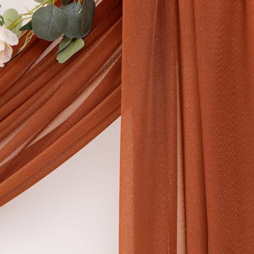 Image of Wedding Glitter Arch Draping Fabric Terracotta 1 Panel 29 inch x 6.5 Yards Sheer Backdrop Curtain Drapery for Wedding Ceremony Birthday Party Indoor Ceiling Decor