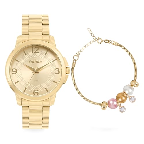 Relógio Condor - Kit Feminino Dia A Dia Dourado -