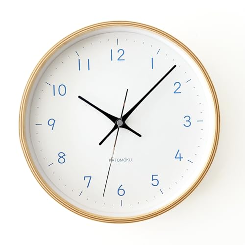 KATOMOKU plywood clock 22 ライトブルー km-121LBRC 掛け時計 連続秒針 直径25.2cm (電波時計) の商品画像 5