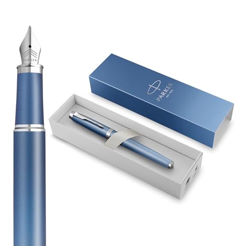 Parker IM Writing Rituals Penna stilografica | finitura blu rilassante con sfumatura e puntale cromato | punta media | inchiostro blu | confezione regalo