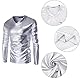 Herren Metallic Hemden, langärmelige glänzende Wet Look Tunika Oberteile für Clubwear, V-Ausschnitt solides Leder Party T-Shirt, schmal geschnittene, lässige Pullover für Tanz Disco-Nachtclub Kostüme