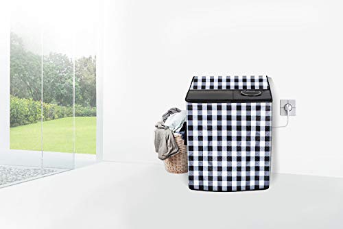 Image of Stylista Washing Machine Cover Compatible for Godrej 12 KG Semi-Automatic Top Loading WSAXISVX1205.0SN3TGPGR, Gingham Pattern Black & White