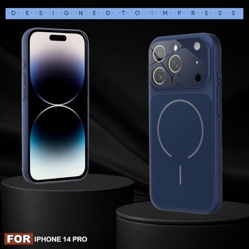 Image of SHINESTAR iPhone 14 Pro Case - Premium Shockproof Protective Cover, Wireless Charging Compatible, Slim & Durable Luxury Back Cover with Camera Protection (Blue)