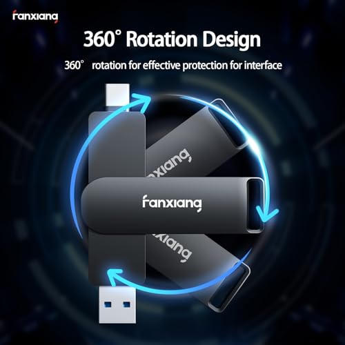 Image of fanxiang Flash Drive 512GB, Fast External SSD Up to 2000MB /s USB 3.2 Gen2x2, Dual USB Drive with USB A + Type C, 2-in-1 USB Memory Stick Thumb Drive for iPhone /Android /Windows /MacPC /Laptops, FF951
