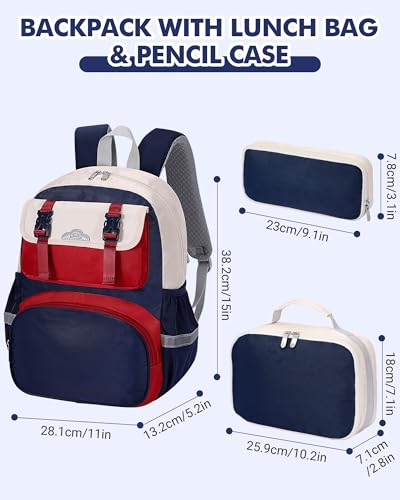 Image of Toddler Backpack for Boys Kids Girls 4-8 Small Toddler Preschool Backpack | 3-in-1 set for elementary middle school, 15-inch backpacks, insulated lunch bag, pencil case, back to school