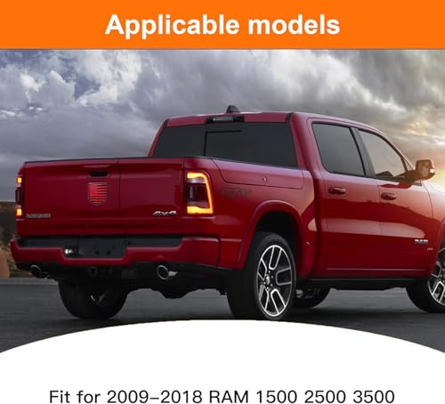 Image of American Flag Emblem Decal Badge Compatible with Dodge Ram 1500 /2500 /3500 (2009-2018, American Flag) (red)