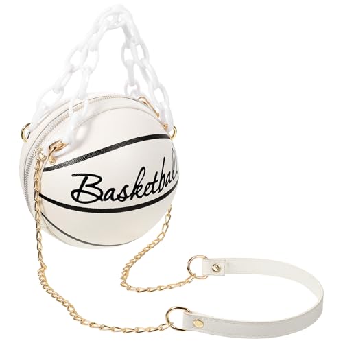 Pochette bandoulière forme ballon de basket imperméable crème sac à main fille