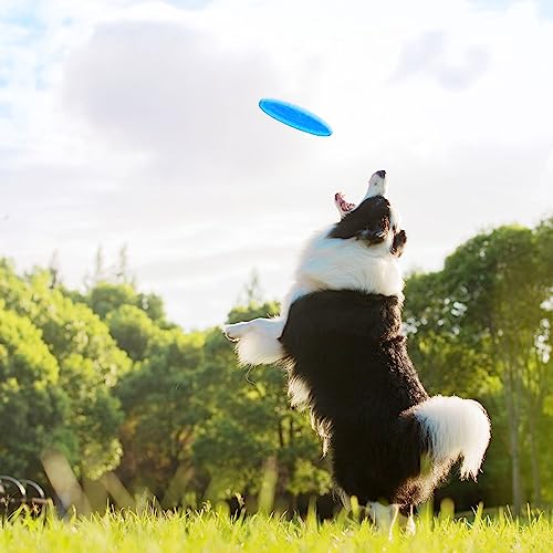 TSHAOUN Hunde-Frisbee-Spielzeug Hunde-Frisbee, aus natürlichem weichem Gummi, für interaktiven Spaß im Freien. 17,8 cm (Gelb/Grün, Blau), 3 Stück