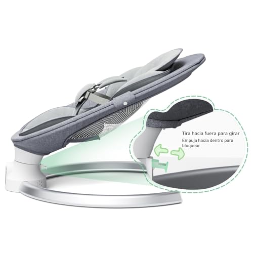 Miniatura 2 de Hlieeosfcn Hamaca De Bebé Eléctrica,Mecedora Para Niños Con 5 Movimientos, Hamaca Bebé, Con Mando A Distancia Y Blueteeth Para Conectar Al Smartphone,Silla Mecedora Para 0-9 Kg De Bebé
