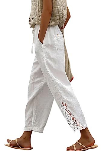 Byoauo Hose Damen Sommer Leicht Culottes Sommerhose Freizeithose mit Taschen