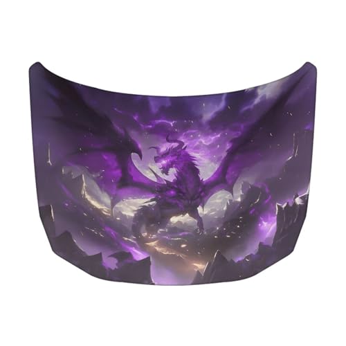 Image of Purple Dragon Print Car Hood Cover 59x39 Inch Stretchable Car Hood Wrap Blankets Auto Banner Waterproof Auto Exterior Accessories for Compact SUV Sedans Trucks