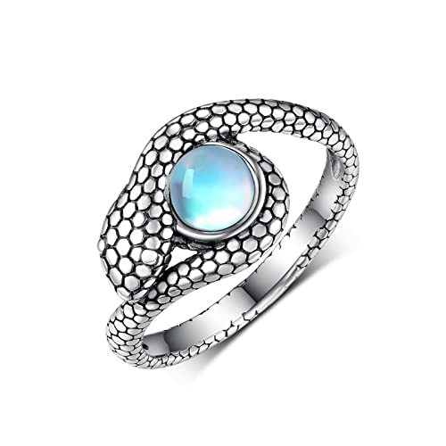 Svodea Moonstone Snake Rings For Women Men,925 Sterling Silver Vintage Snake Statement Rings,Dainty Animal Band Gifts For Boy Teen Girls #TOP5