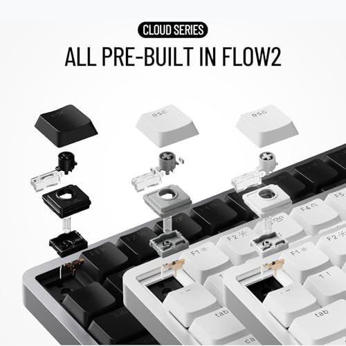 Image of LOFREE Flow2 Low-Profile Mechanical Keyboard, CNC Aluminum Body with Gasket Mount, Tri-Mode Wireless, Hot-Swappable & VIA Compatible, Side Touch Bar, for Mac /Windows (Silver with Silence, 84 Keys)