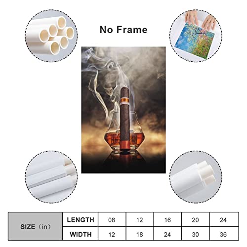 FNFDKDK Cigar Whiskey Canvas Poster Wall Art Still Life Kitchen Bar Wall Art Paintings Canvas Wall Decor Home Decor Living Room Decor Aesthetic 16x24inch(40x60cm) Unframe-Style - Image 2
