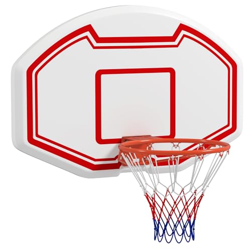 GOPLUS Panier de Basket Interieur Mural, Panneau Arrière en PE 91 x 61 CM, Mini Panier de Basket avec Anneau φ45 CM, Filet Résistant, Connexion Robuste,...
