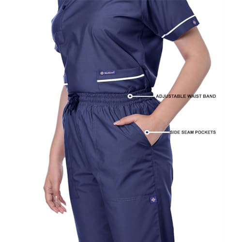 Image of Women's 5-Pocket Scrub Suit | Set of Top & Pant | Half Sleeves | Mandarin Collar | Breathable Polyviscose Fabric | Comfortable | Durable | Uniform for Doctors Nurse & Dentist NB M