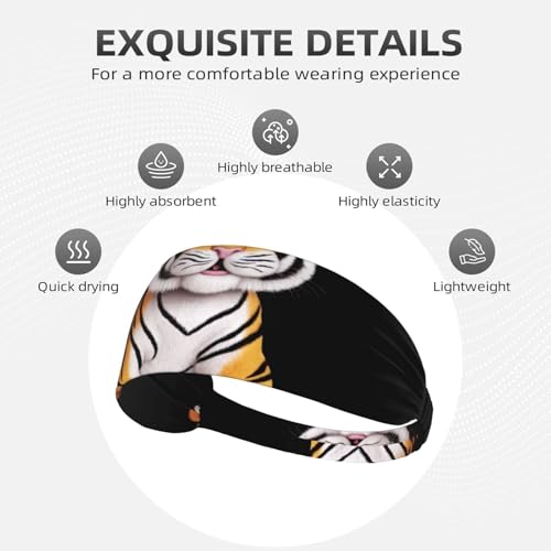 Elastic Sports Headband Hairband YYHWHJDE Smart and cute little tiger Picture Soft, Breathable, Quick-Dry4