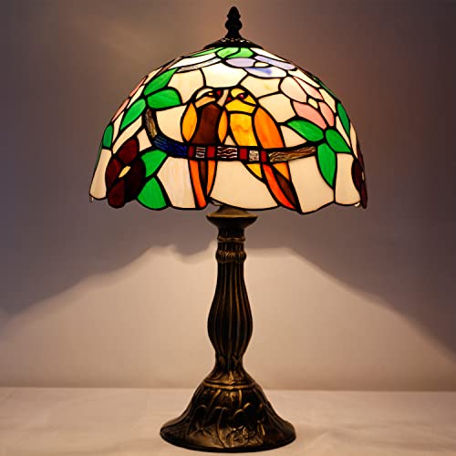 Image of WERFACTORY Tiffany Table Lamp Stained Glass Bedside Lamp 18 Inch Tall