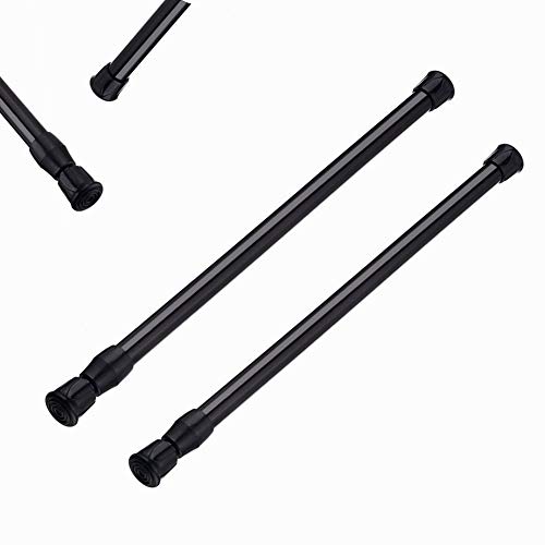 Wellgoods 2-Pack Adjustable Tension Rods 40-70cm - Black | Heavy Duty No Drill Shower Curtain Rods | Spring-Loaded Closet, Kitchen, Bathroom Organizer