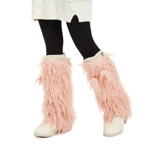 Image of Fur Leg Warmers Furry Faux Fur Winter Leggings Boot Cuffs Toppers for Women