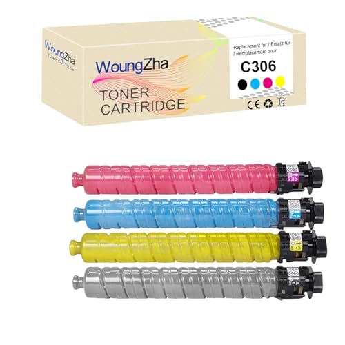 Woungzha Toner Cartridge MP-C306 MP-C307 Compatible with pour Ricoh Aficio MP-C306 MP-C307 MP-C406 (4-Pack)