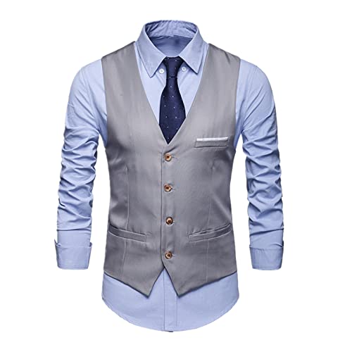 ANNA GARDEN Colete de terno masculino moda jovem negócios casual colete formal masculino (preto, M)