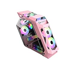 WSNBB PC-Gehäuse，Gaming-Computergehäuse，ATX-Gehäuse, Großes Gehäuse Mit Speziell Geformtem Gehärtetem Glas, Motherboard Mini-ITX, M-ATX (Color : Pink, Size : Without Fan)