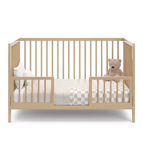 Image of Graco Storkcraft Toddler Safety Guardrail with Dowels (Driftwood) - GREENGUARD Gold Certified, Converts Compatible Storkcraft Crib to Toddler Bed, Each Toddler Guardrail Sold Individually