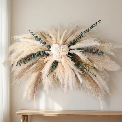 36-38' Large Dried Pampas & Eucalyptus Wall Decor for Boho Home Hanging Set