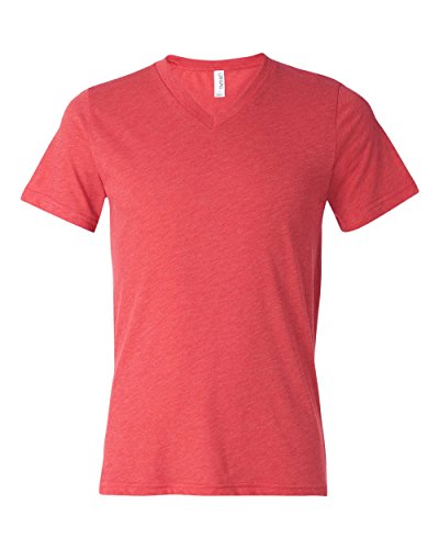 Bella + Canvas Unisex Triblend Short Sleeve V-Neck Tee, Red, X-Large
