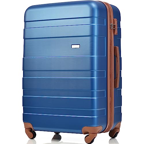GOWE Luggage Sets New Model Expandable ABS Hardshell 3pcs Clearance Luggage Hardside Lightweight Suitcase Sets Spinner Wheels Suitcase with TSA Lock 20''24''28''(Navy and Brown)2