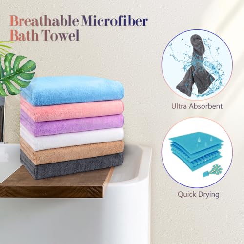 Image of Orighty Bath Towels Pack of 6(24'' x 48'') - Soft Feel, Highly Absorbent, Quick Drying for Body, Sport, Yoga, SPA, Fitness - Multi-Color