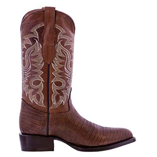 Texas Legacy Mens Brown Western Leather Cowboy Boots Teju Lizard Print Round Toe2