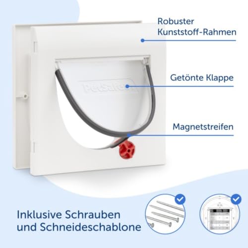 PetSafe Katzenklappe mit 4 Verriegelungsmöglichkeiten, Weiß, mit Tunnel