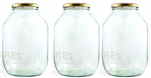 Wares of Knutsford 3 X Large Half Gallon Pickle Jar (2372 mls) With White Lids.