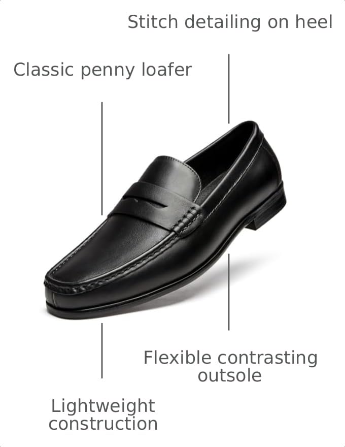 Image of Journey West Mens Genuine Leather Dress Shoes Slip on Penny Loafers for Men