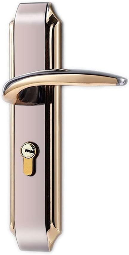 Door Knob Lever Wooden Door Lock Door Levers with Key Indoor Silent Door Handle for Kitchen Bedroom Bathroom Office Door Lock with Handle (Color : F Gold)