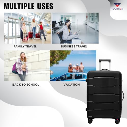 Image of 28-Inch Hard-Shell Luggage Suitcase | Lightweight 3.7 kg | 360 Spinner Wheels | 2-Way Zipper | Multi-Functional Lock | Business & Family Travel Trolley Bag (1, BLACK-28INCH)