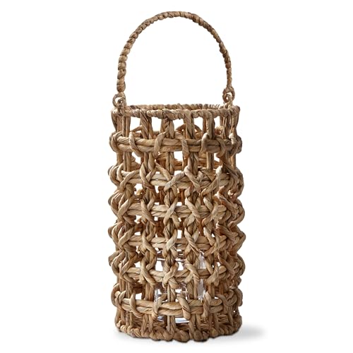 TAG Natural Water Hyacinth Lantern Pillar Candle Holder, 7.87L x 7.87W x 13.77H inches Brown