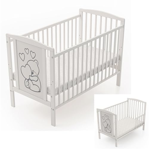 Cuna 2 en 1 Timmi 60x120 con Motivo de Ositos de Peluche en Madera de Haya Incluye Kit de conversión y colchón Cuna 2 en 1 Timmi 60x120 con Motivo de Ositos de Peluche en Madera de Haya Incluye Kit de conversión y colchón