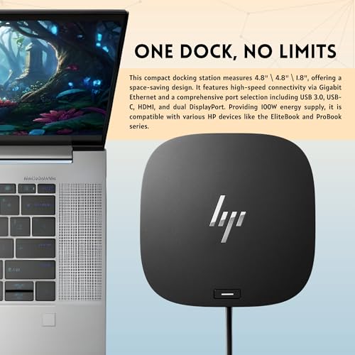 Image of HP 5TW10AA 120W Docking Station for Laptop Dual Monitor USB-C G5 Dock with HDMI, DisplayPort, USB-C Cables (NEW)